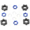 Traxxas X-Maxx Hubs Hex (2) Fits X-MAXX TRAXXAS 77086-4 - Wheel Hubs BLUE 17mm Splined serrated Nuts & Clips