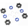 Traxxas X-Maxx Hubs Hex (3) Fits X-MAXX TRAXXAS 77086-4 - Wheel Hubs BLUE 17mm Splined serrated Nuts & Clips
