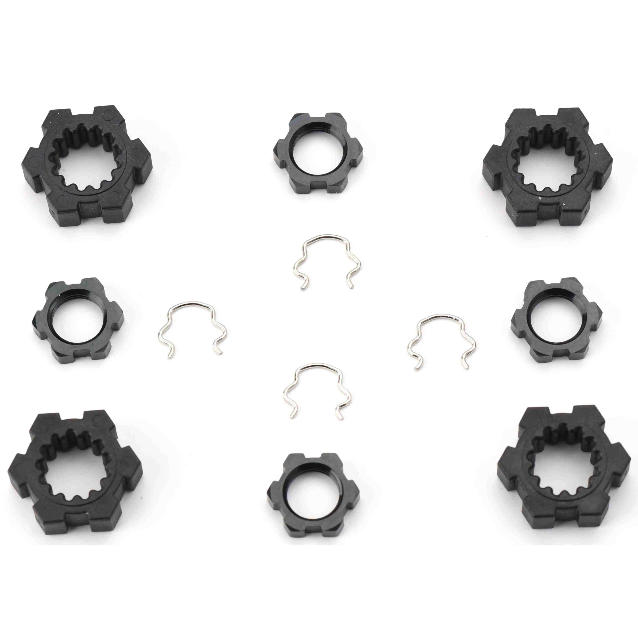 Traxxas XRT Black Hubs Nuts Fits XRT X-MAXX ULT TRAXXAS Wheel Hubs BLACK 17mm Splined serrated Nuts & Clips