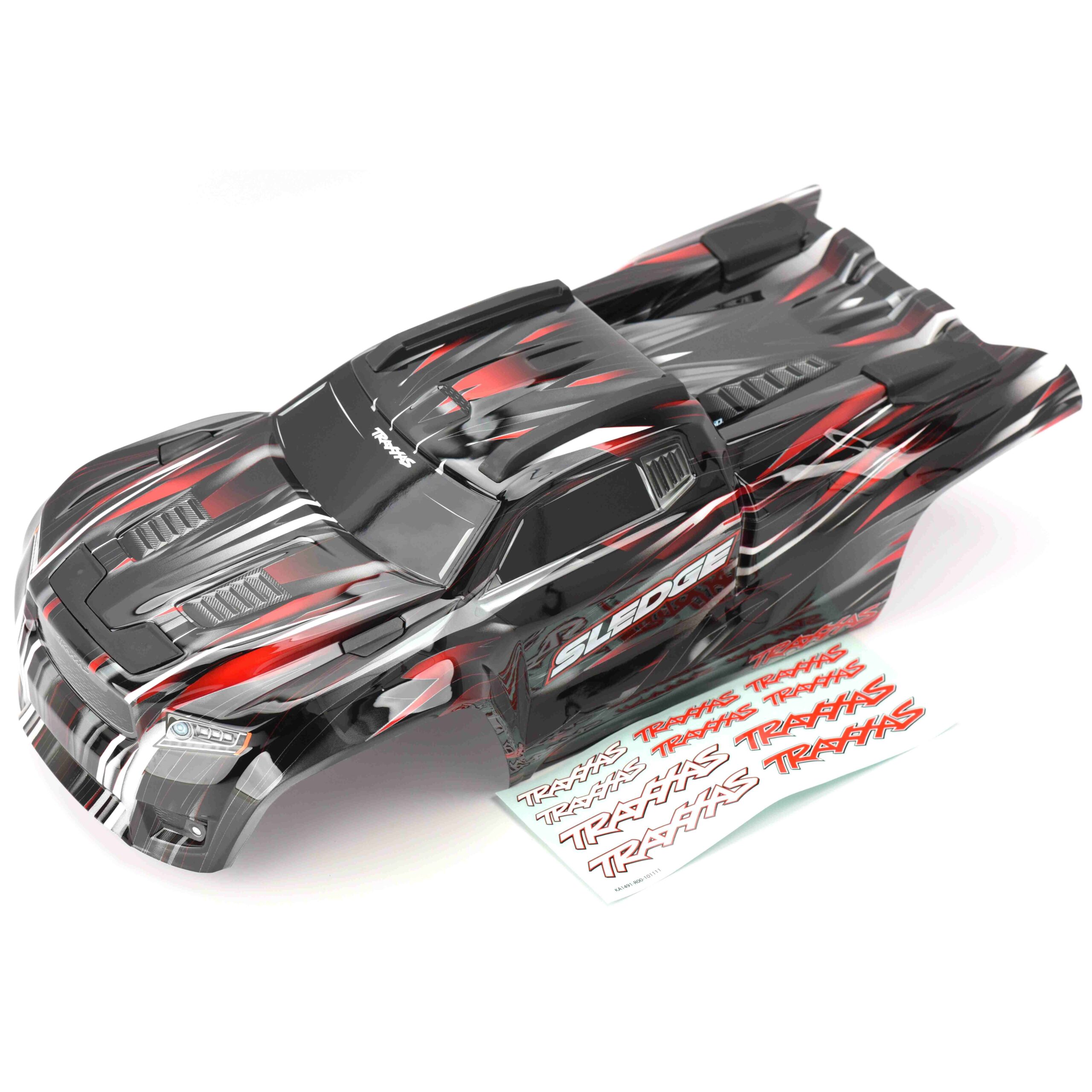 Fits Traxxas SLEDGE 95096-4 - Body Shell RED Black cover roll cage mount Decal