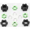 Traxxas Sand Car Hubs Nuts Fits SAND CAR 17mm GREEN wheel hex nuts, 23mm splined hubs, clips front/rear Traxxas 109076-4