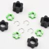 Traxxas Sand Car Hubs Nuts (2) Fits SAND CAR 17mm GREEN wheel hex nuts, 23mm splined hubs, clips front/rear Traxxas 109076-4