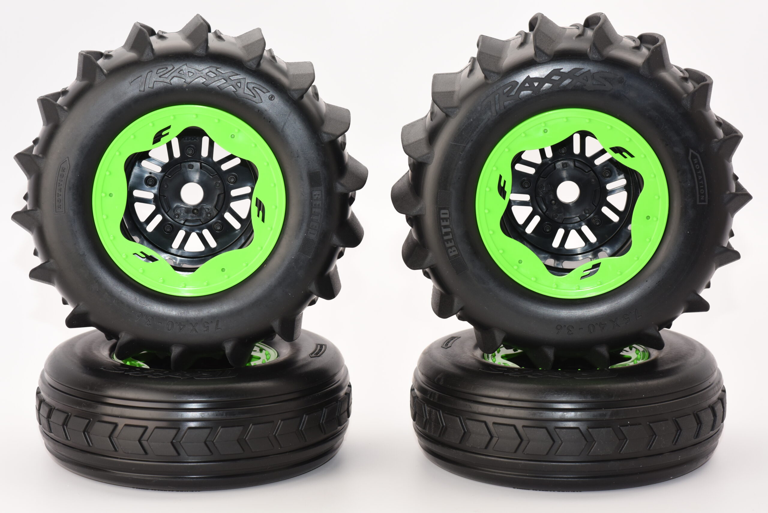 Traxxas Sand Car Tires (3) Fits SAND CAR Wheels & Tires (Green) Factory Glued Assembled Front/Rear Traxxas 109076-4