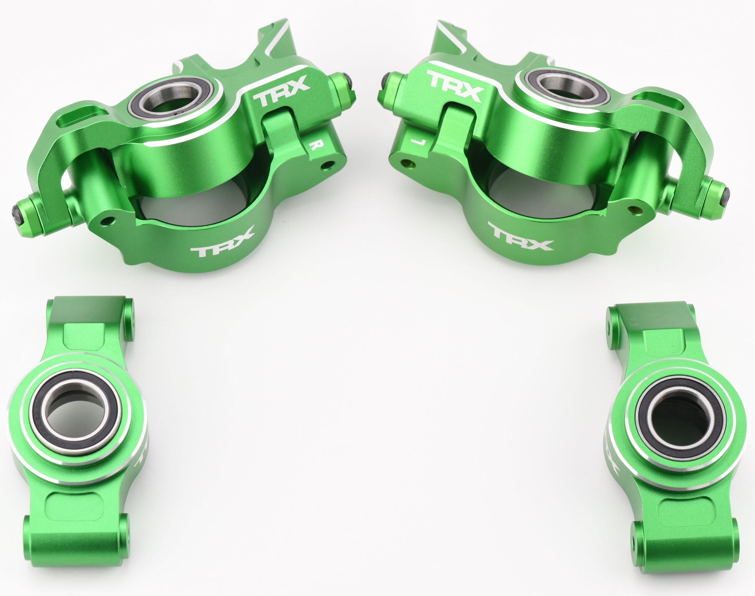 X-MAXX Ultimate XRT 8S F/R Hub GREEN Carriers Caster Steering Blocks Traxxas