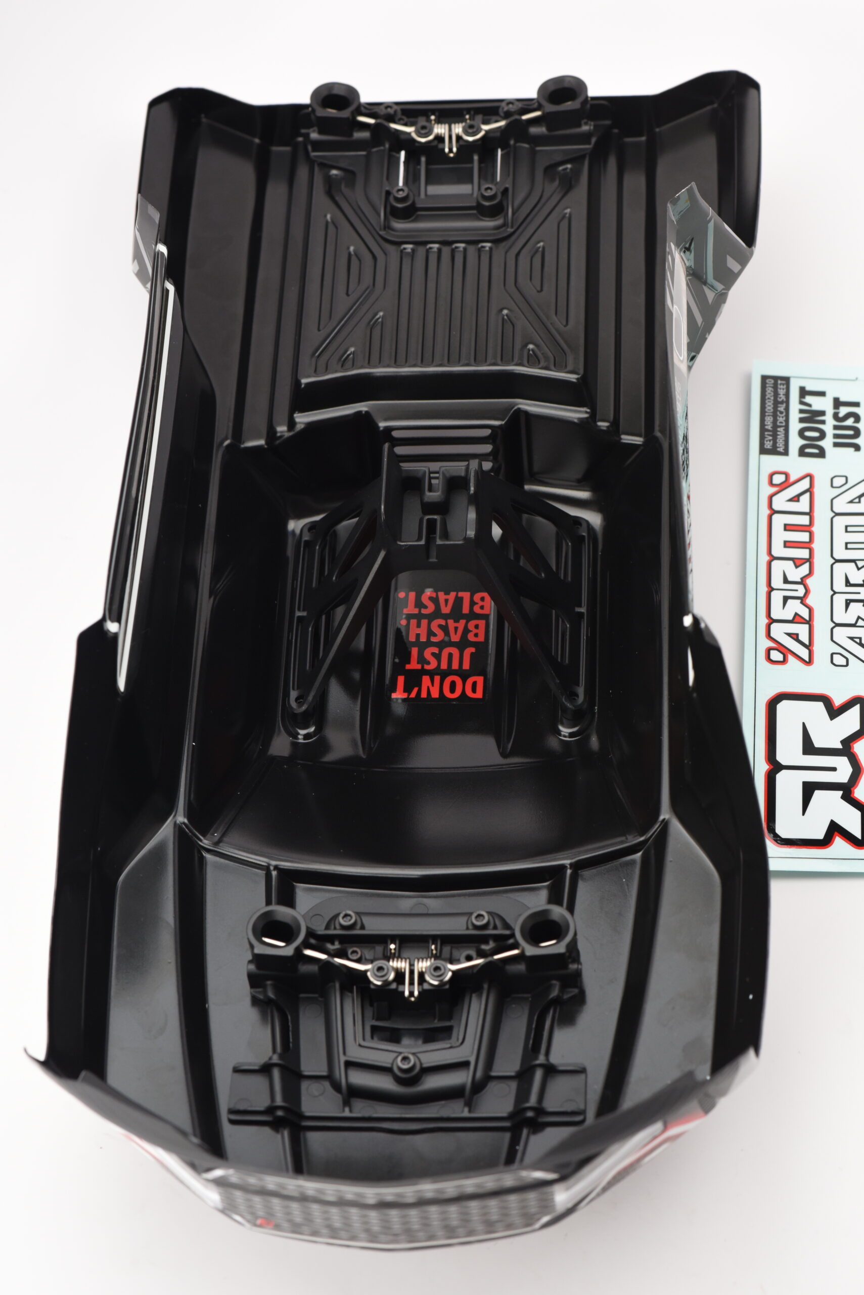 Arrma Kraton V6 6s BLX EXB Black Red Painted & Decaled Clipless Body Roof Support