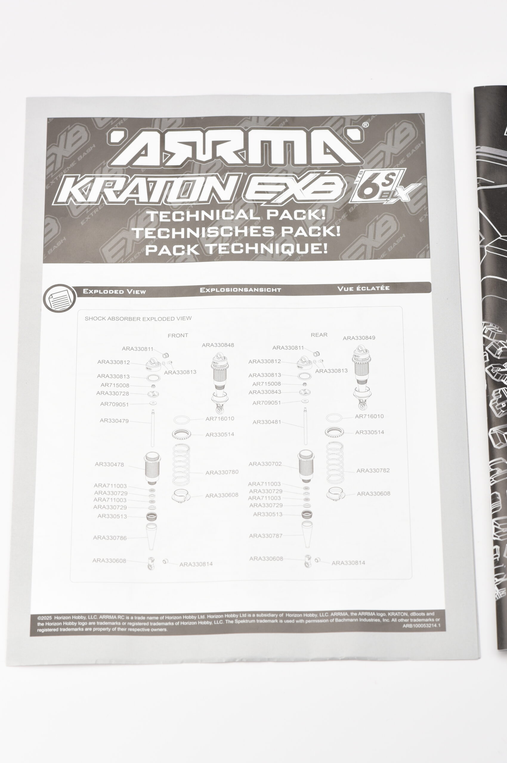Arrma Kraton 6s EXB Manuals (2) Arrma Kraton 6s EXB User Manual, Quick Guide Parts List Exploded Views ARA8708V6