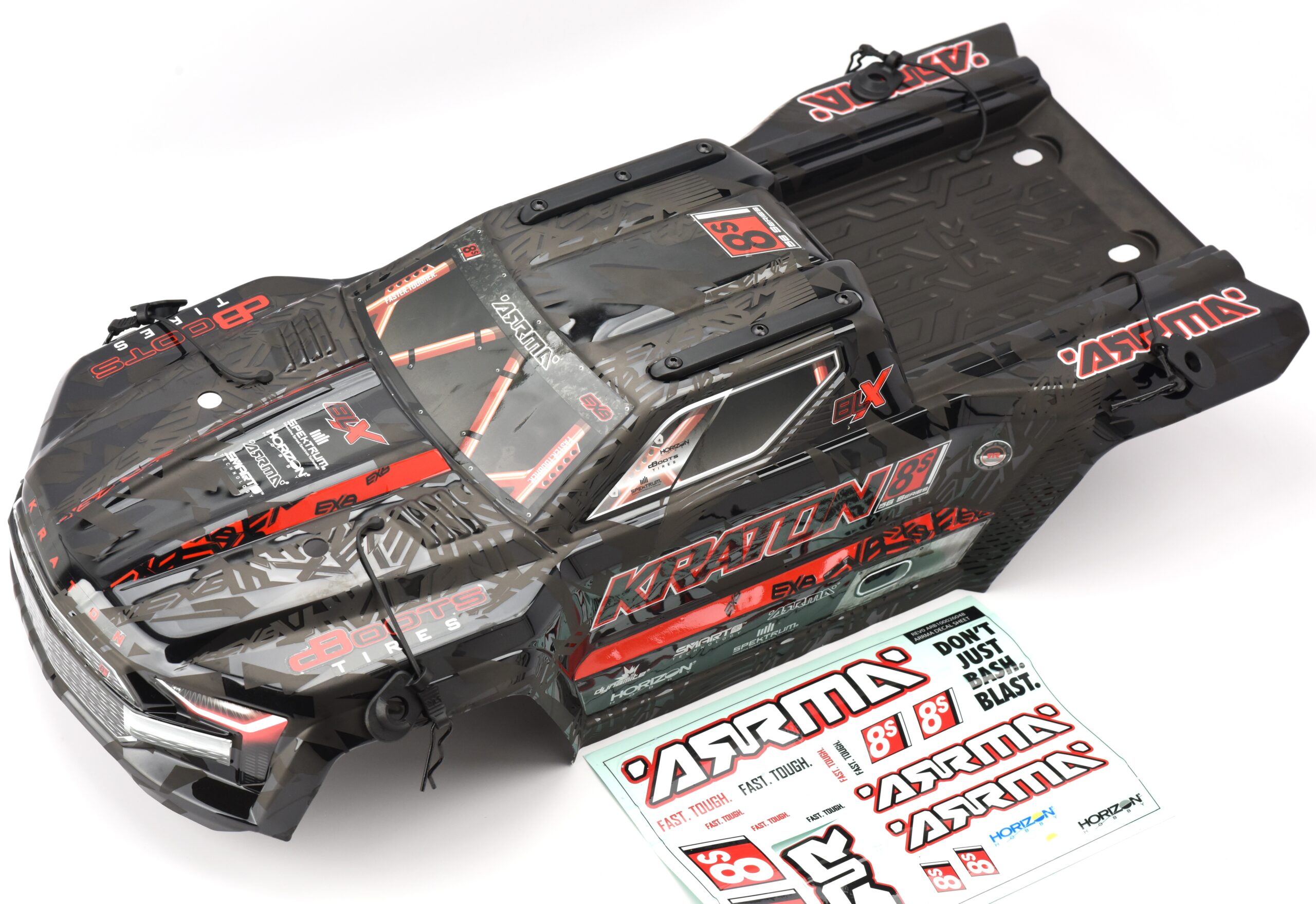 Arrma Kraton 8s EXB Body (2) KRATON 8S EXB - Body Shell (V2 Black polycarbonate cover & Body Pins ARA5808V2)