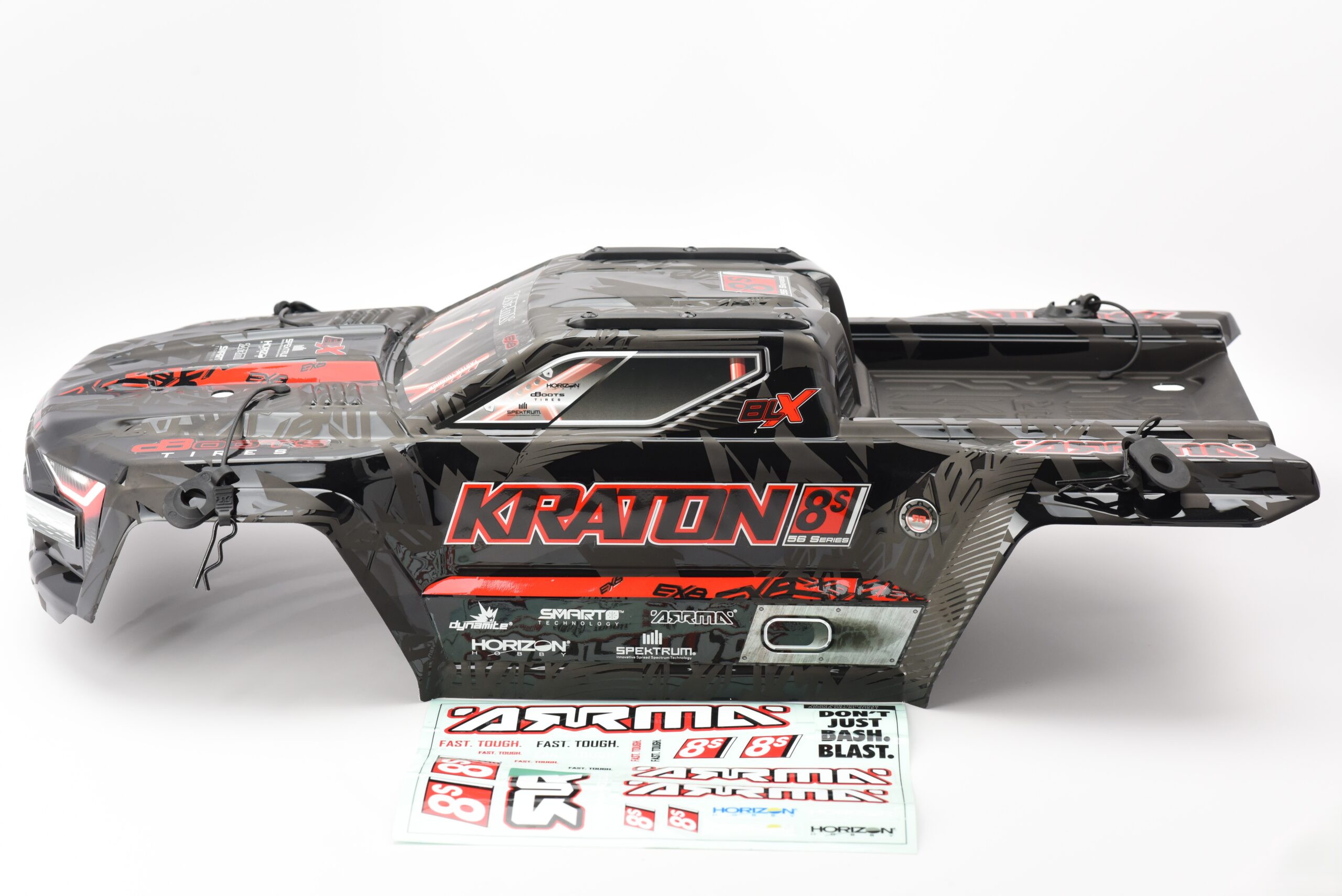 Arrma Kraton 8s EXB Body (3) KRATON 8S EXB - Body Shell (V2 Black polycarbonate cover & Body Pins ARA5808V2)