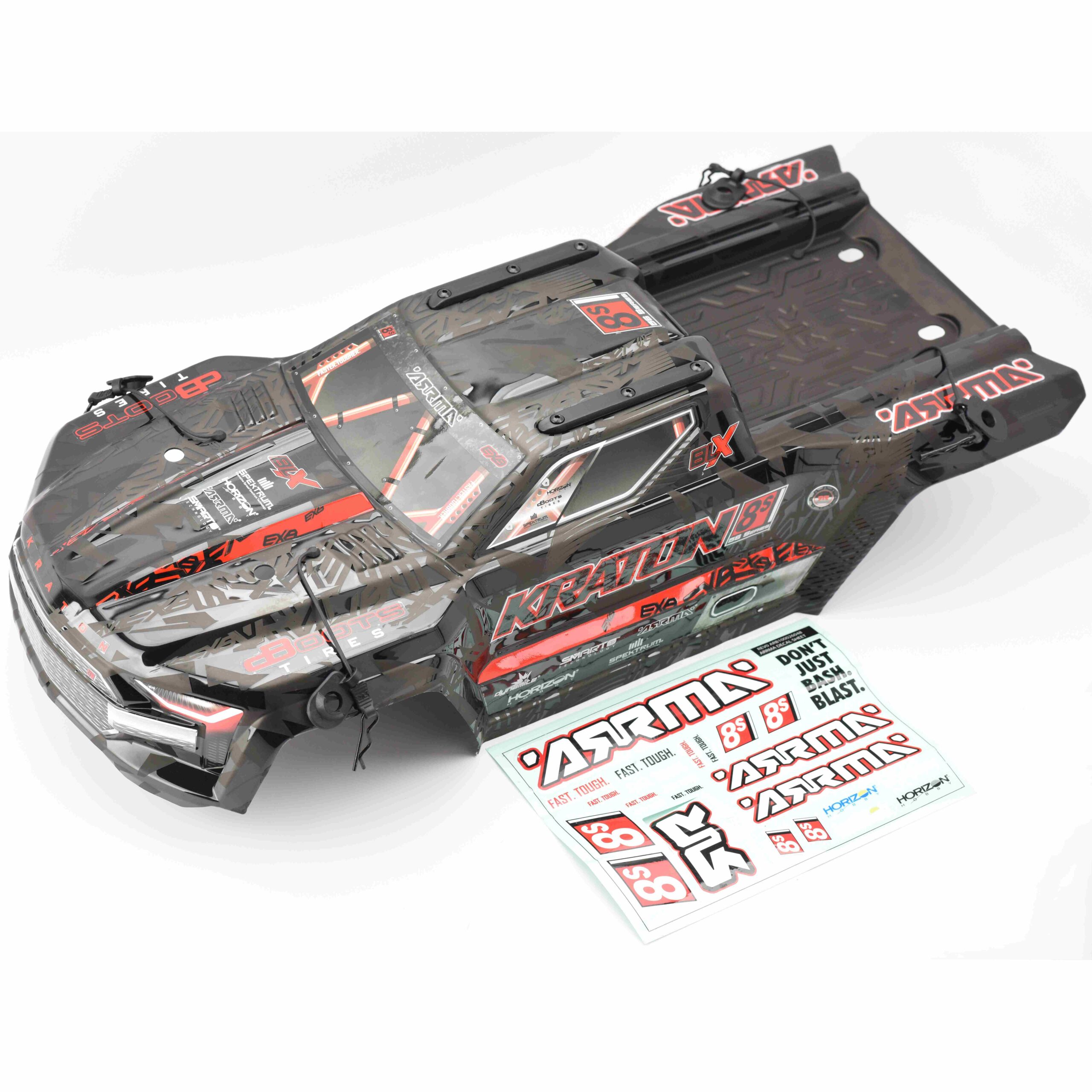 Arrma Kraton 8s EXB Body KRATON 8S EXB - Body Shell (V2 Black polycarbonate cover & Body Pins ARA5808V2)