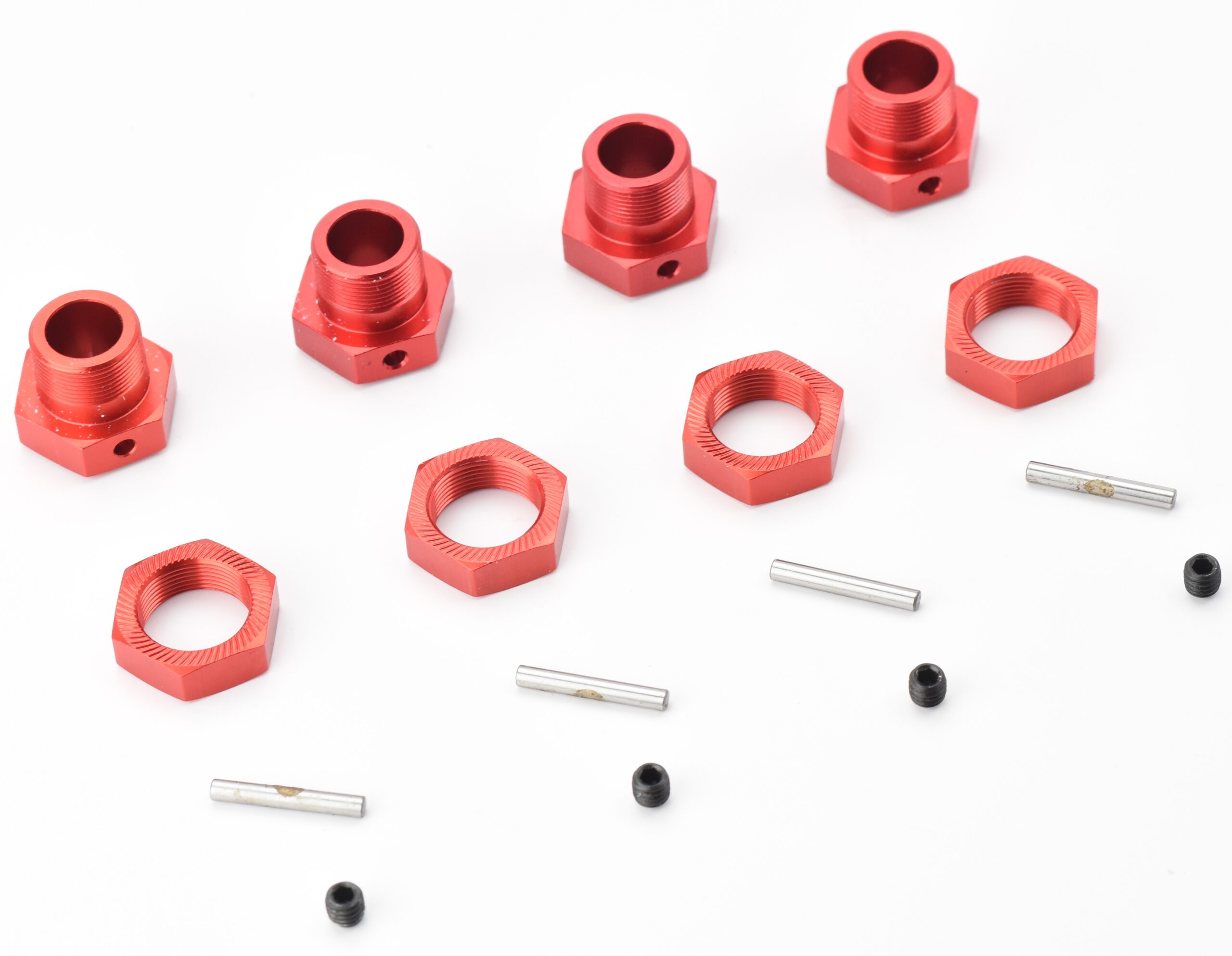 Arrma Kraton 8s EXB Hexes Nuts Pins (2) Arrma Kraton 1/5 8s EXB 24mm Red Aluminum Wheel Hexes Nuts & Steel Pins Hex /BLX