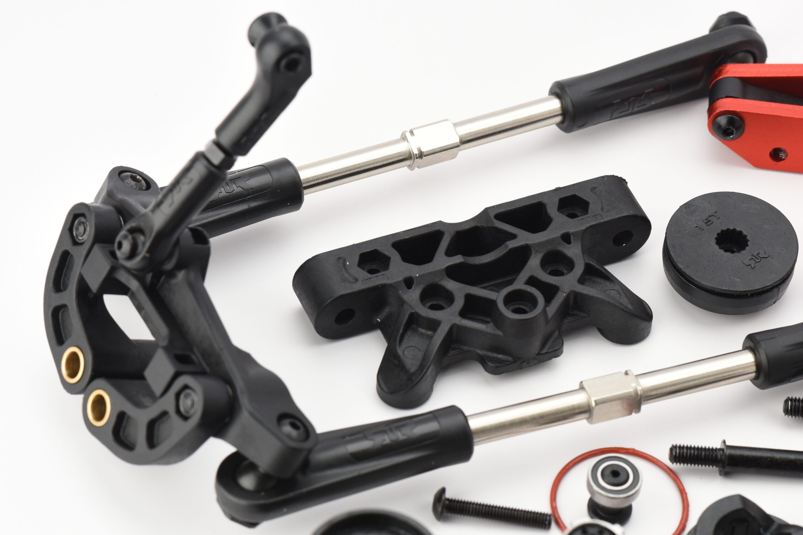 Arrma Kraton 8s EXB Steering System (3) KRATON 8S EXB - STEERING, bellcrank top plate rack, steel rods Arrma ARA5808V2