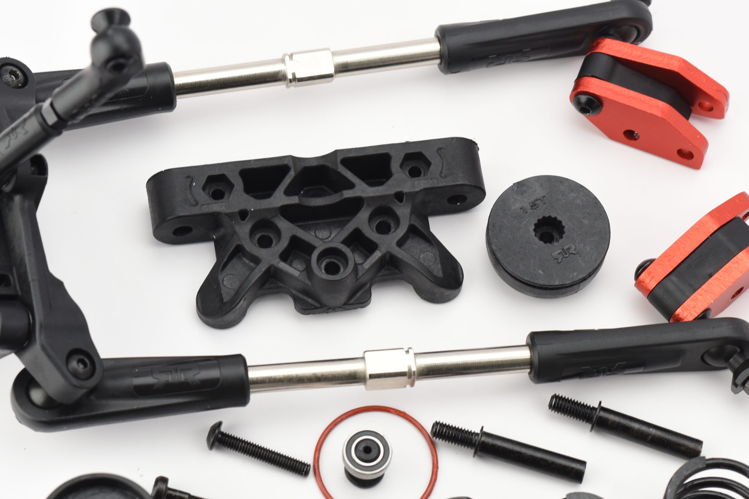 Arrma Kraton 8s EXB Steering System (6) KRATON 8S EXB - STEERING, bellcrank top plate rack, steel rods Arrma ARA5808V2