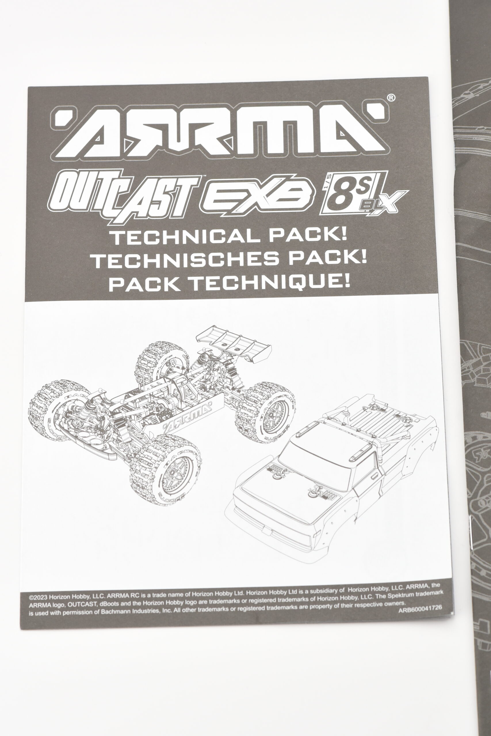 Arrma OUTCAST 8S EXB User Manual Quick Guide Parts List Exploded Views ARA5810V2