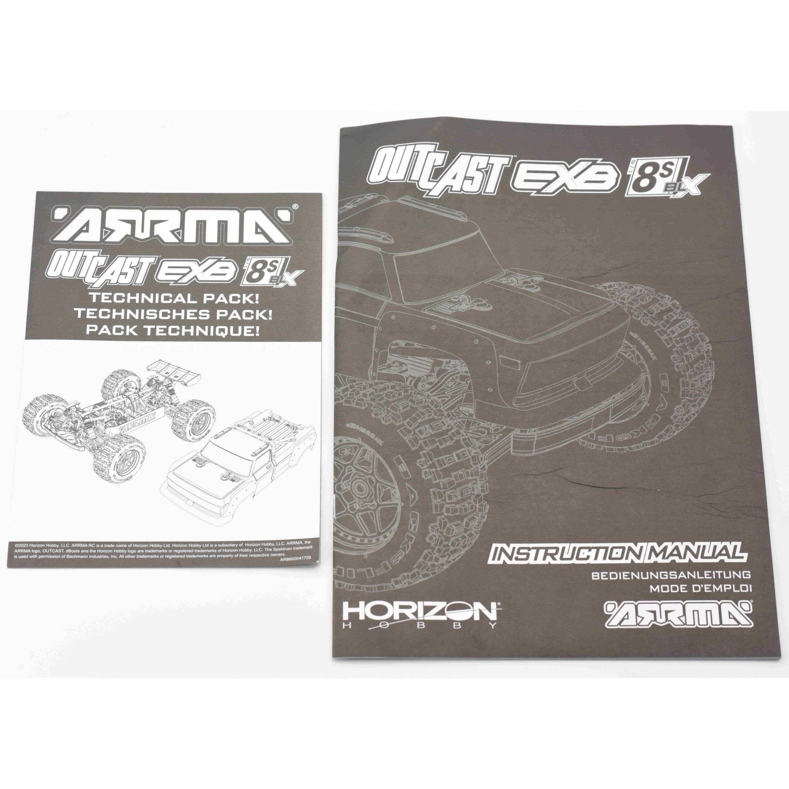 Arrma OUTCAST 8S EXB User Manual Quick Guide Parts List Exploded Views ARA5810V2