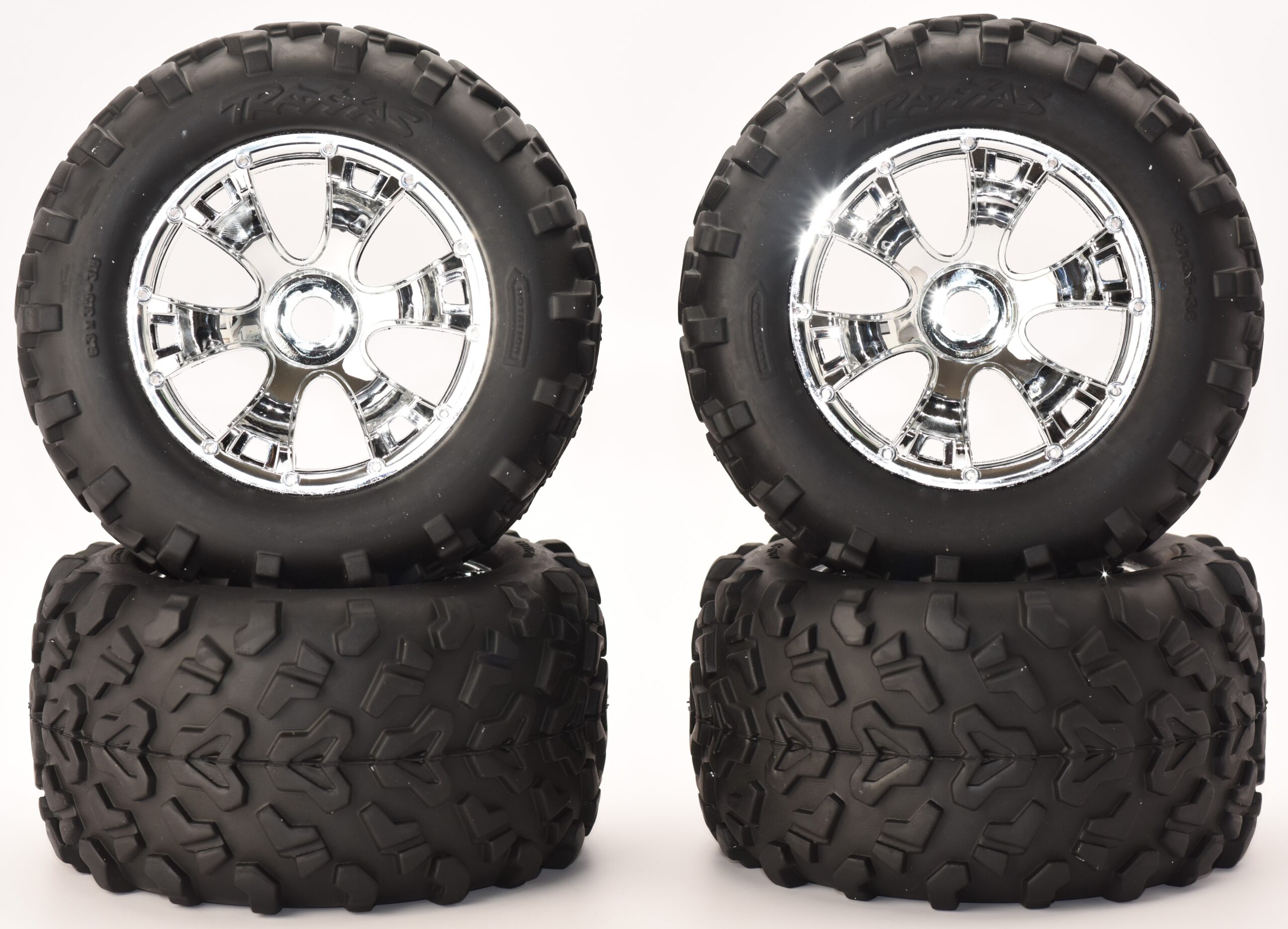 Traxxas Nitro Revo 3.3 Tires Wheels (4) Fits Traxxas Nitro Revo 3.3 53097-3 - 6.3" Maxx TIRES & Geode WHEELS 17mm T-maxx