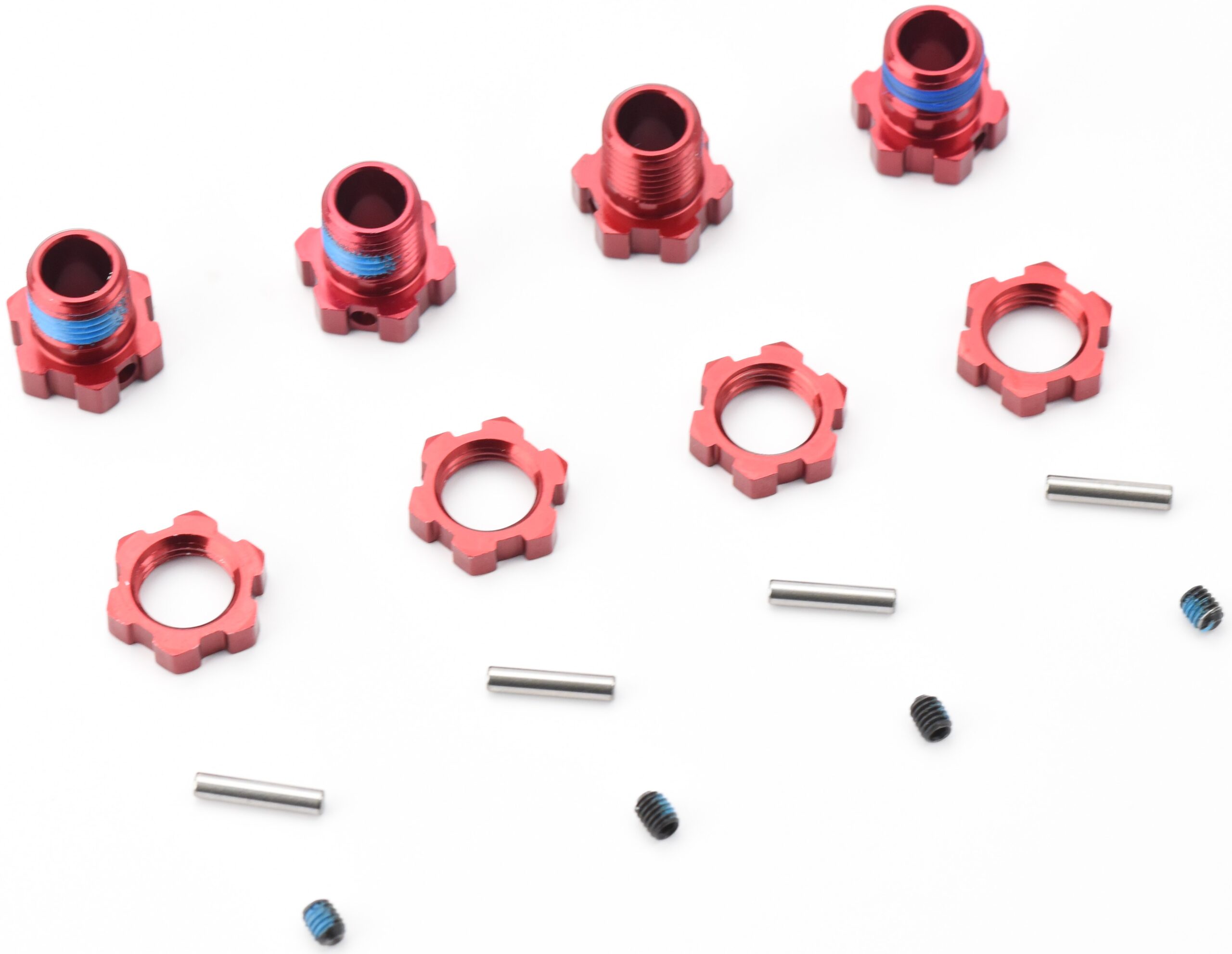 Fits Traxxas Sledge 95096-4 17mm Aluminum Wheel Hubs Hex Nut Pins Screws RED