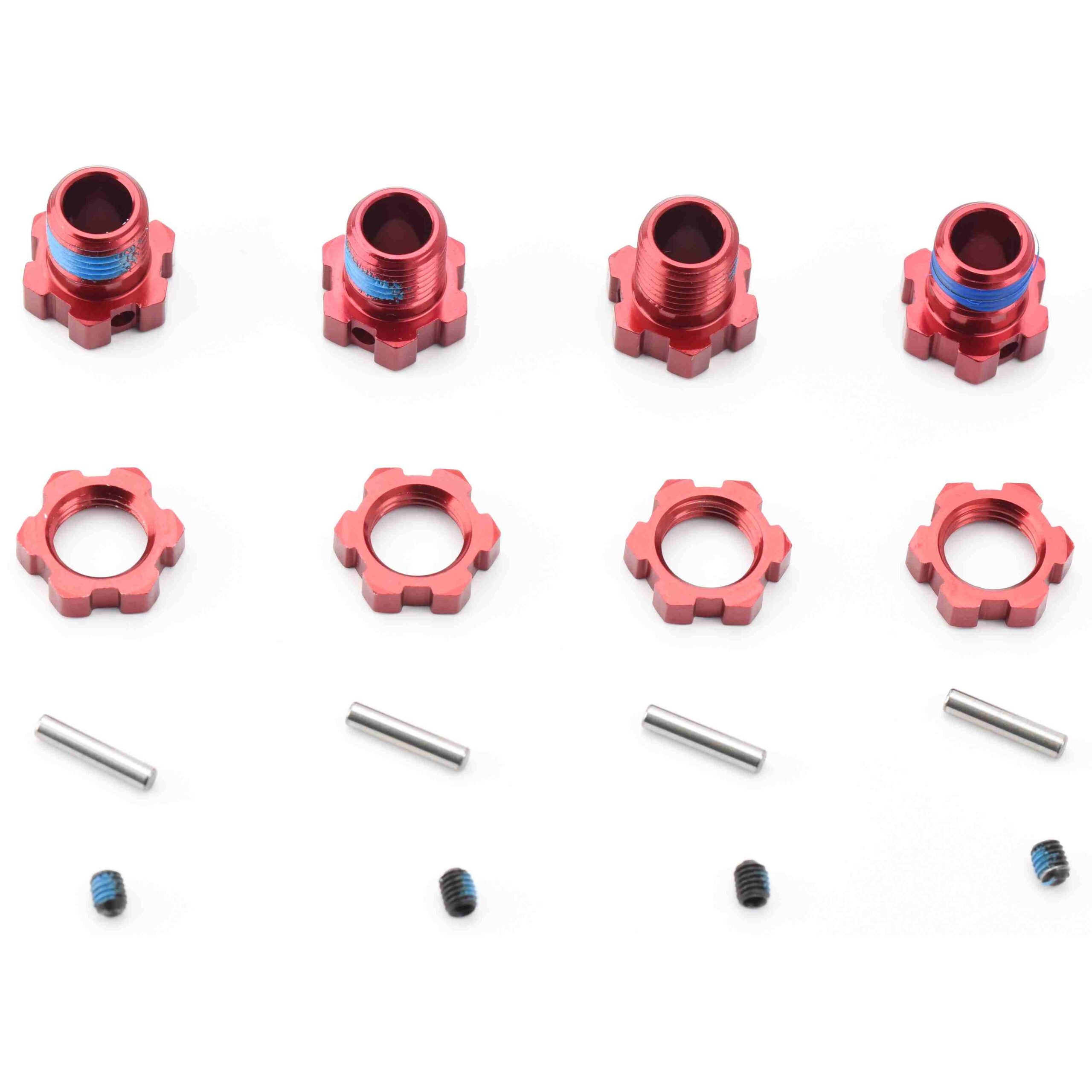 Fits Traxxas Sledge 95096-4 17mm Aluminum Wheel Hubs Hex Nut Pins Screws RED