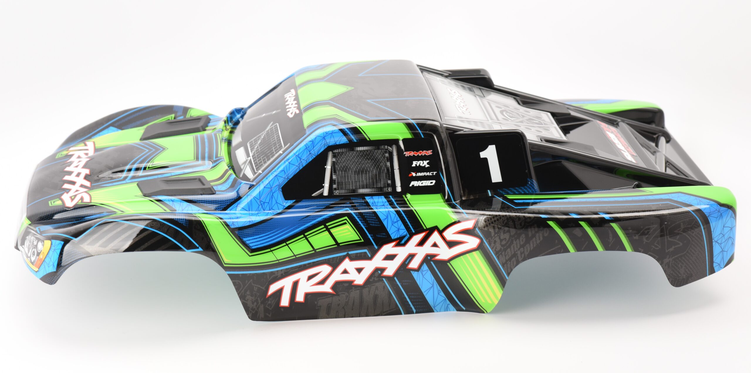 Traxxas Slash Ultimate Body (2) Fits Traxxas Slash 4x4 ULTIMATE BODY 68277-4 Clipless (GREEN & Blue Shell decals)