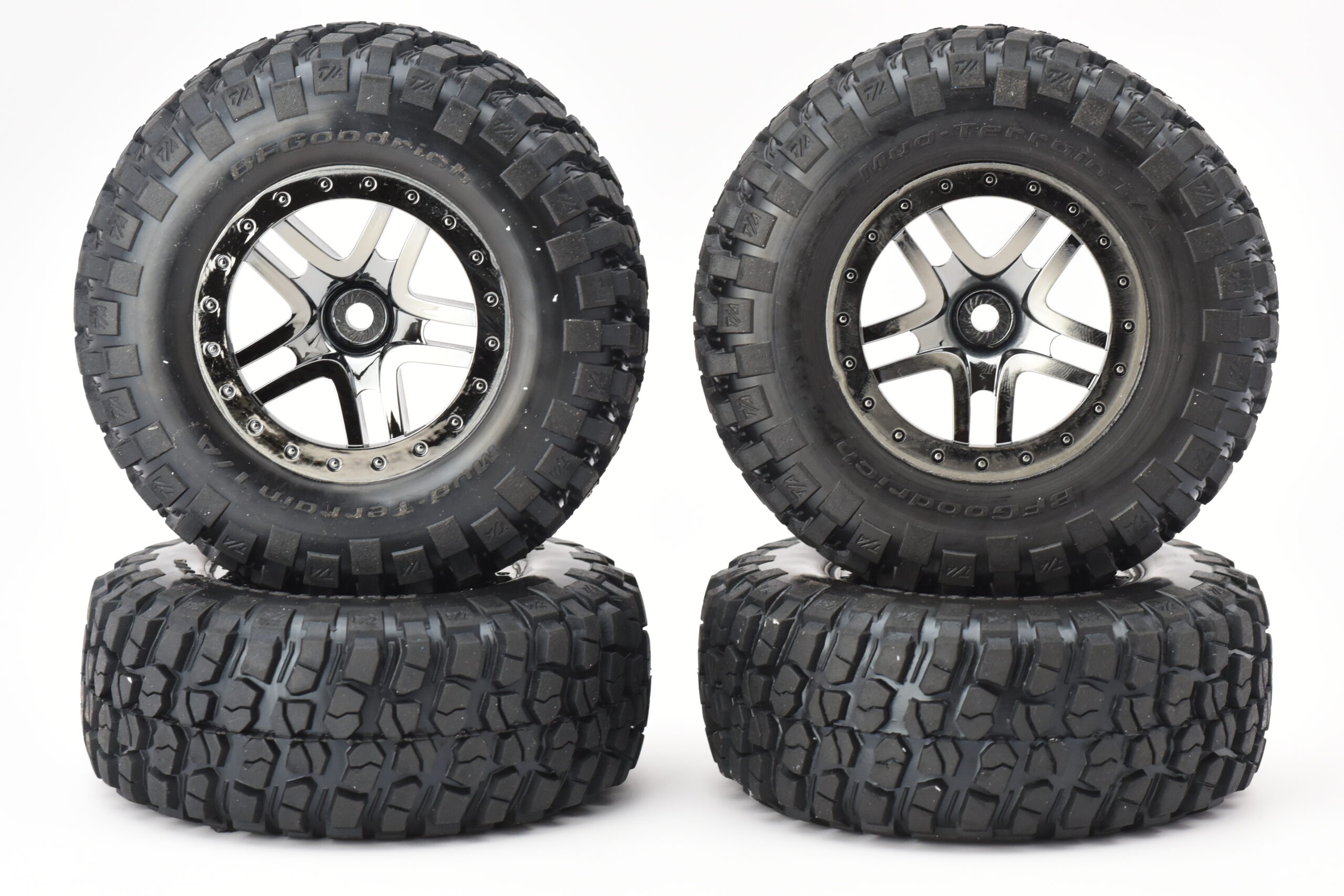 Traxxas Slash Ultimate Tires Wheels (2) Fits Traxxas SLASH 4x4 ULTIMATE 68277-4 - TIRES BLACK S1 BFG RACING COMPOUND 12mm