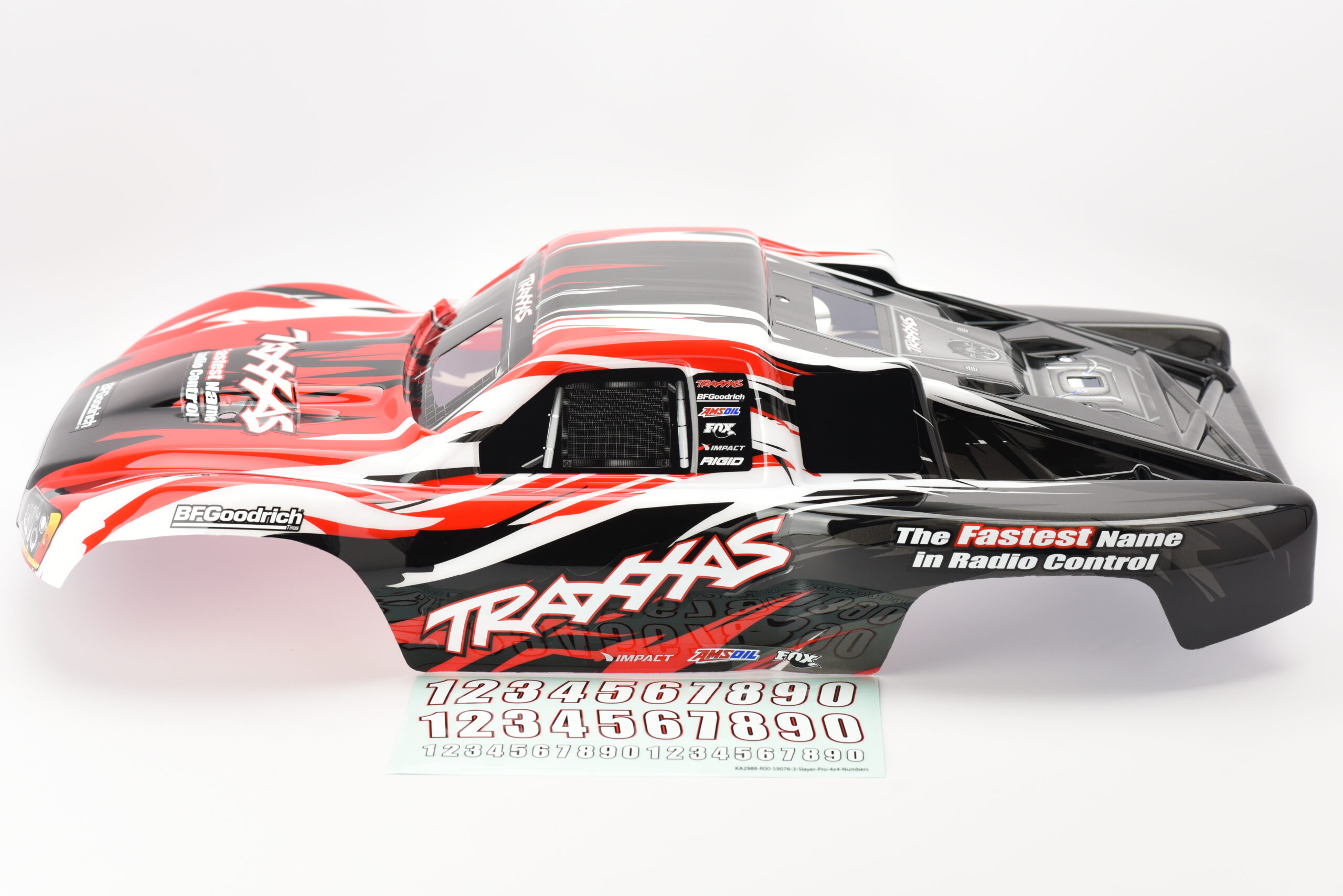 Fits Traxxas Slayer PRO 4x4 59076-3 - BODY shell, Red 15 cover & decals nitro