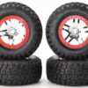 Fits Traxxas Slayer PRO 4x4 59076-3 - 14 mm Red TIRES wheels BFGoodrich Mud (4)