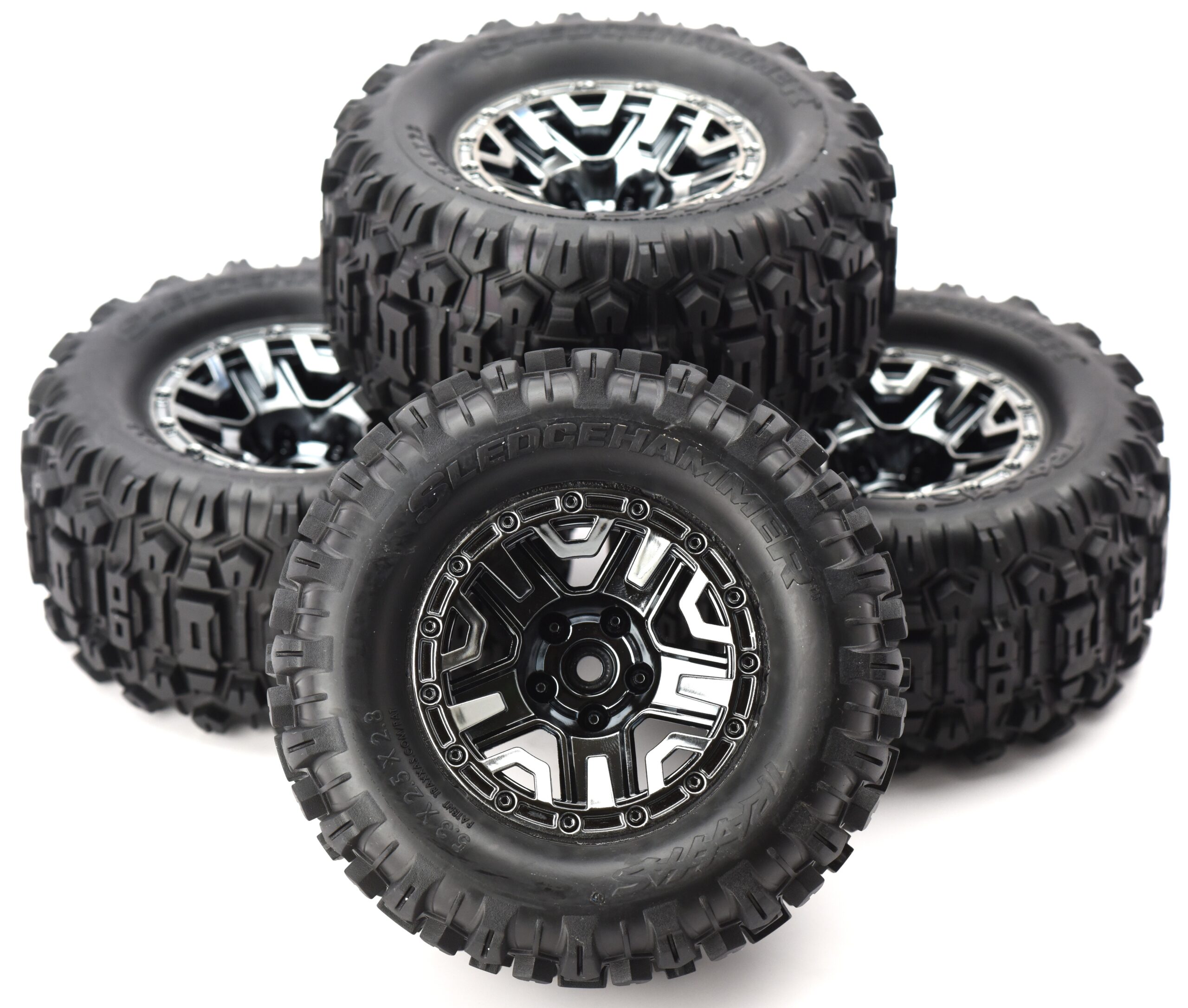Traxxas Stampede 4x4 Tires Wheels (3) Fits Traxxas Stampede 4x4 VXL TIRES & Wheels, glued Tyres New hoss Sledgehammer