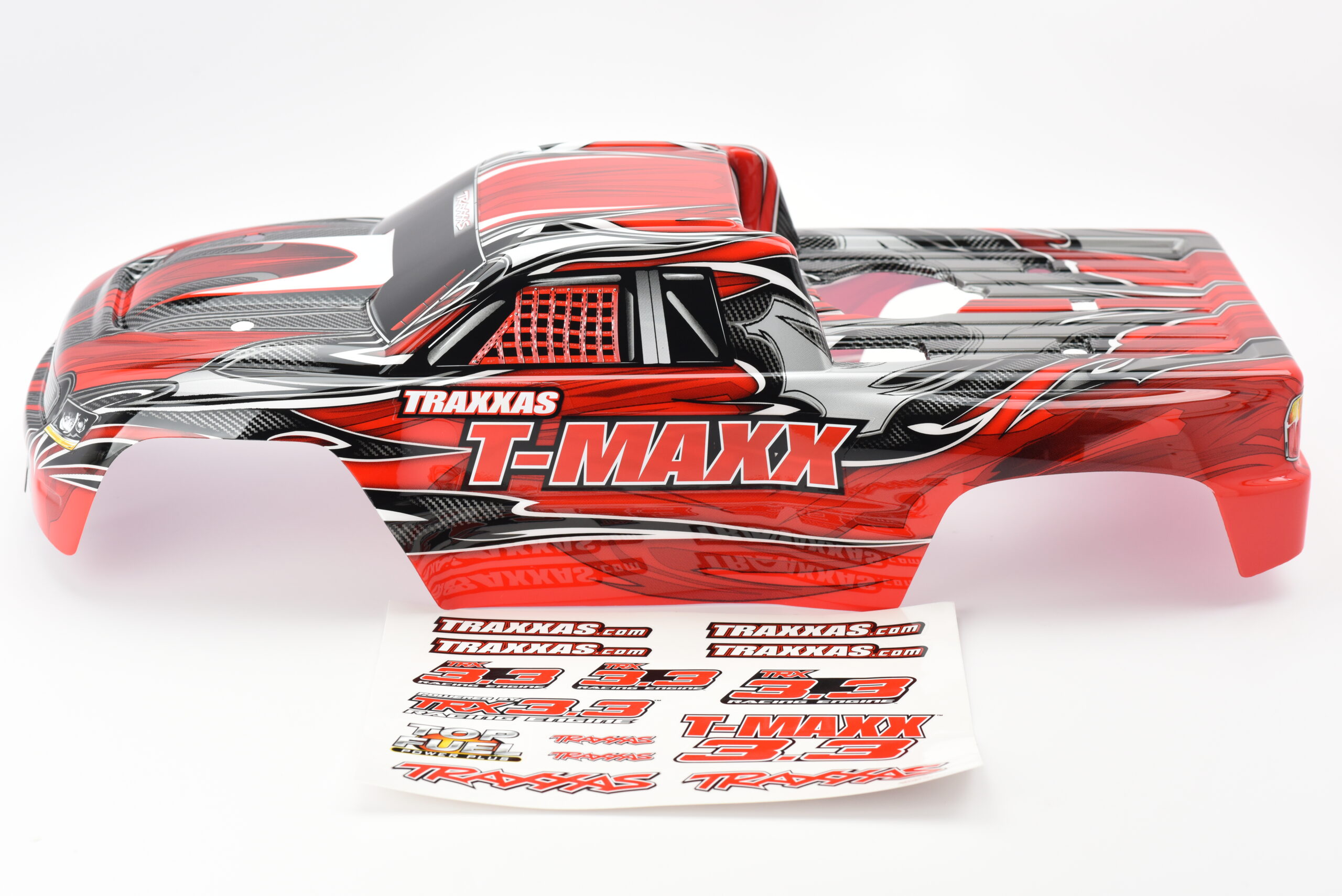 Traxxas T-Maxx 3.3 Body (2) Fits Traxxas T-Maxx 3.3 49077-3 - BODY shell (RED, GREY w/ Decals prographix