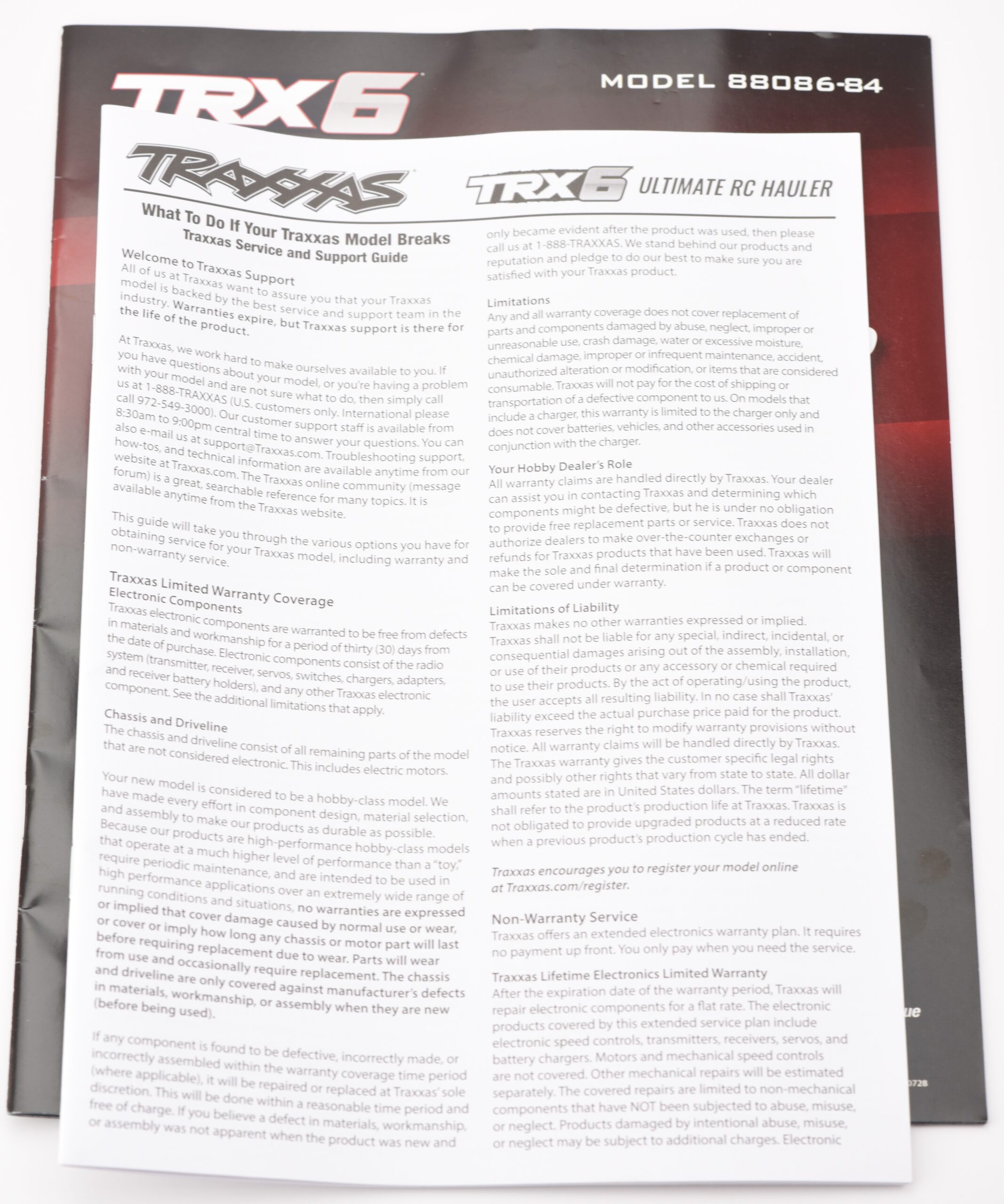 Fits Traxxas TRX-6X6 Flatbed User Manual Quick Guide, Parts List Exploded Views