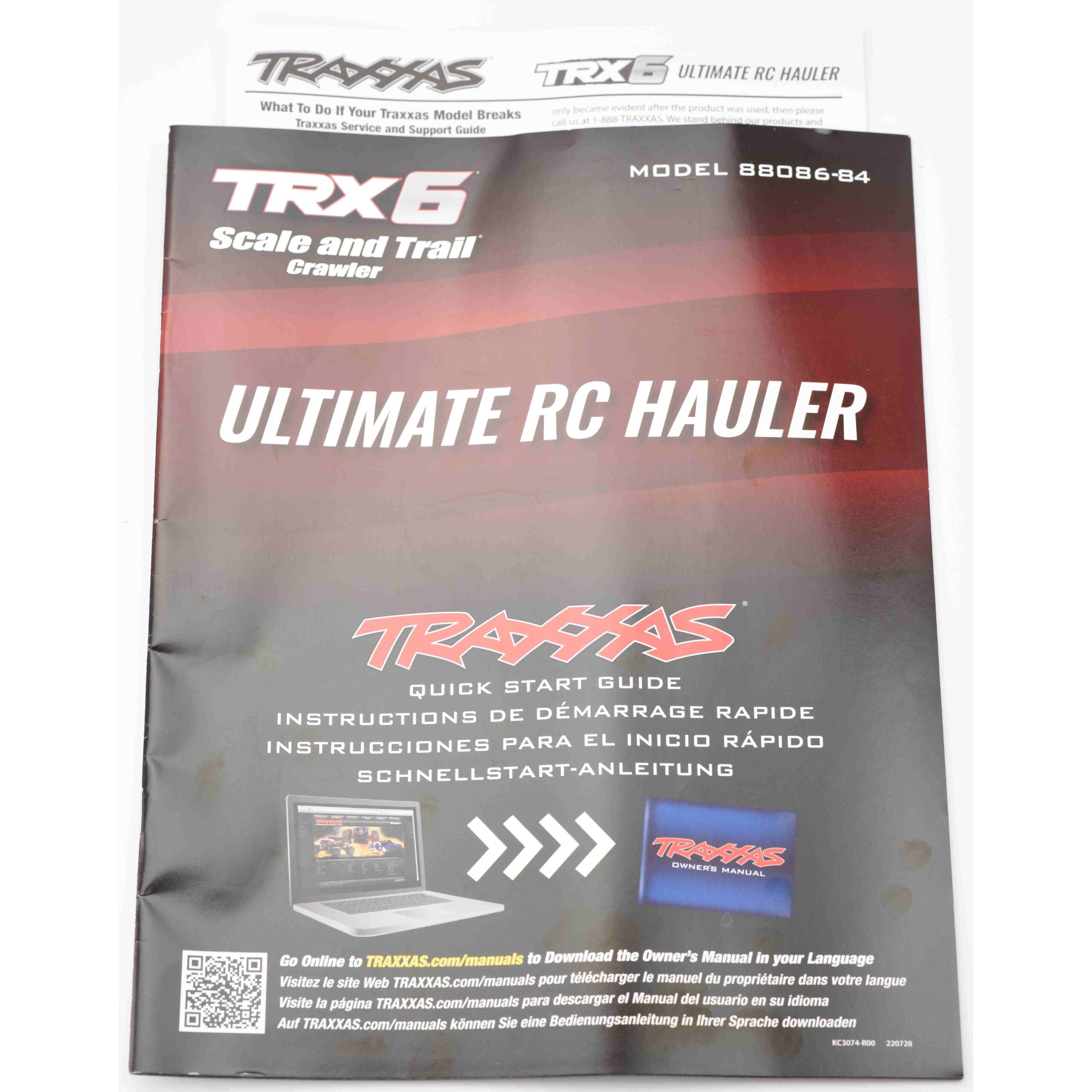 Fits Traxxas TRX-6X6 Flatbed User Manual Quick Guide, Parts List Exploded Views