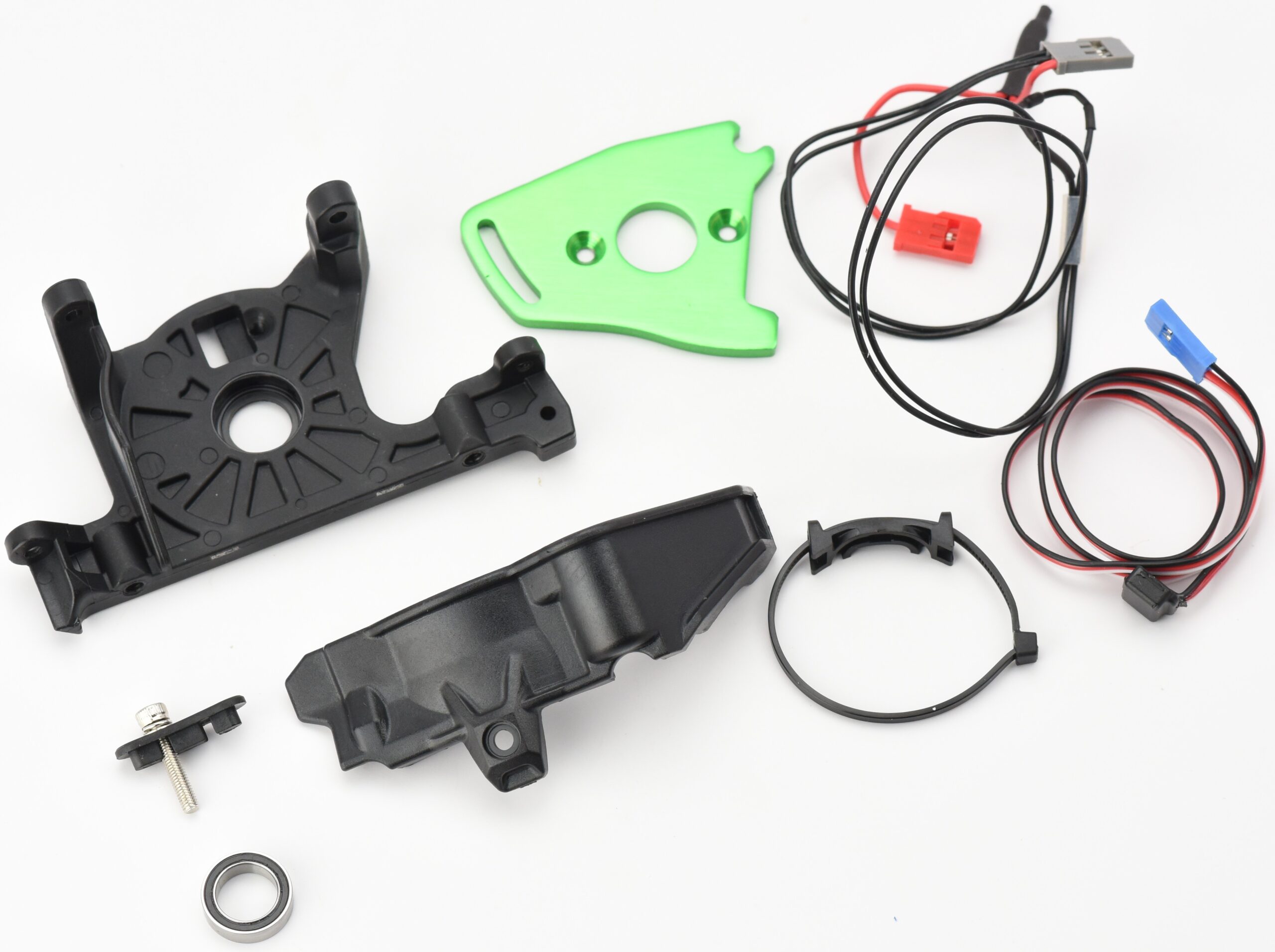 Traxxas Ultimate Rustler Mounts Wires Cover (2) Fits Traxxas RUSTLER 4X4 ULTIMATE MOTOR MOUNT cover, Green Plate, Sensor Wires