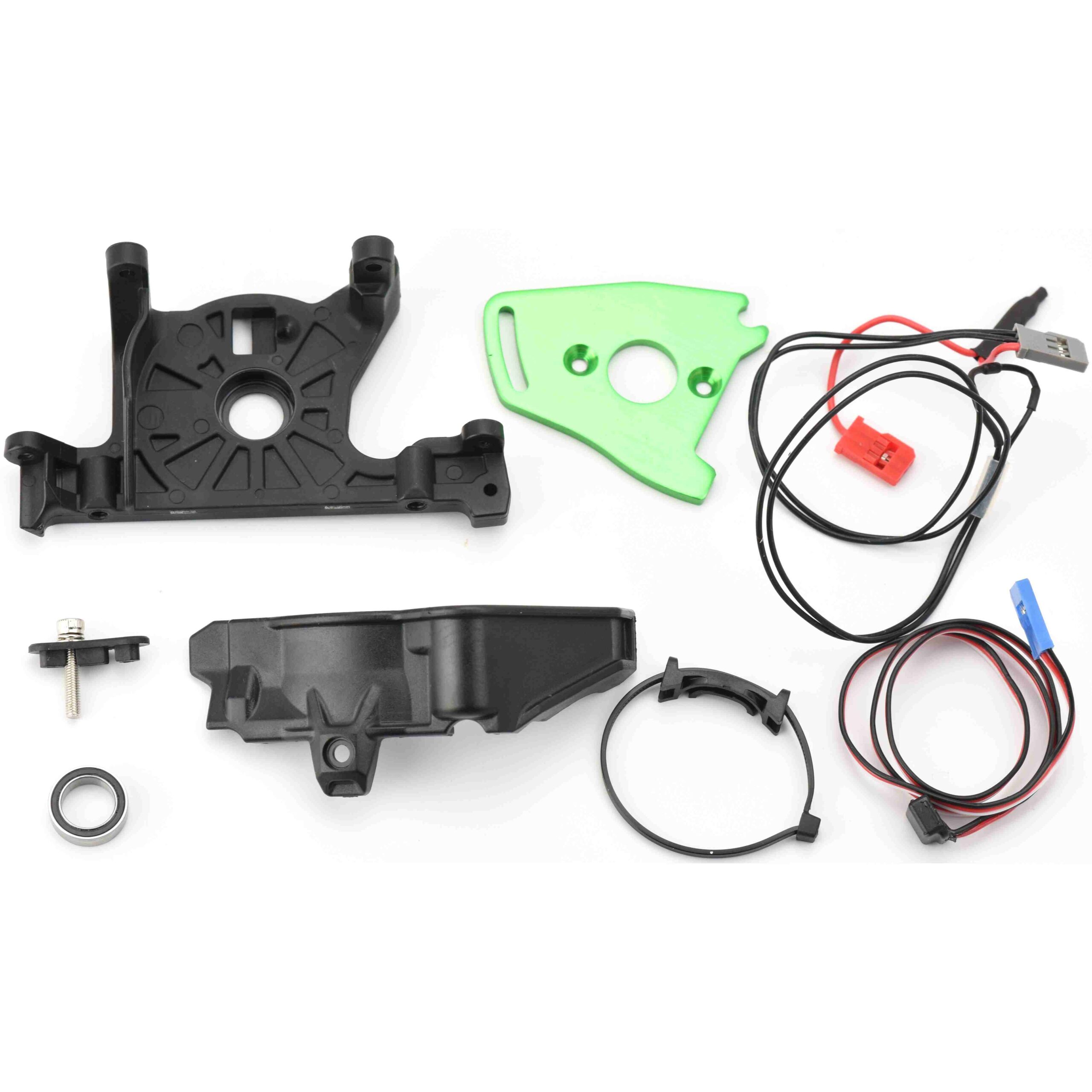 Traxxas Ultimate Rustler Mounts Wires Cover Fits Traxxas RUSTLER 4X4 ULTIMATE MOTOR MOUNT cover, Green Plate, Sensor Wires