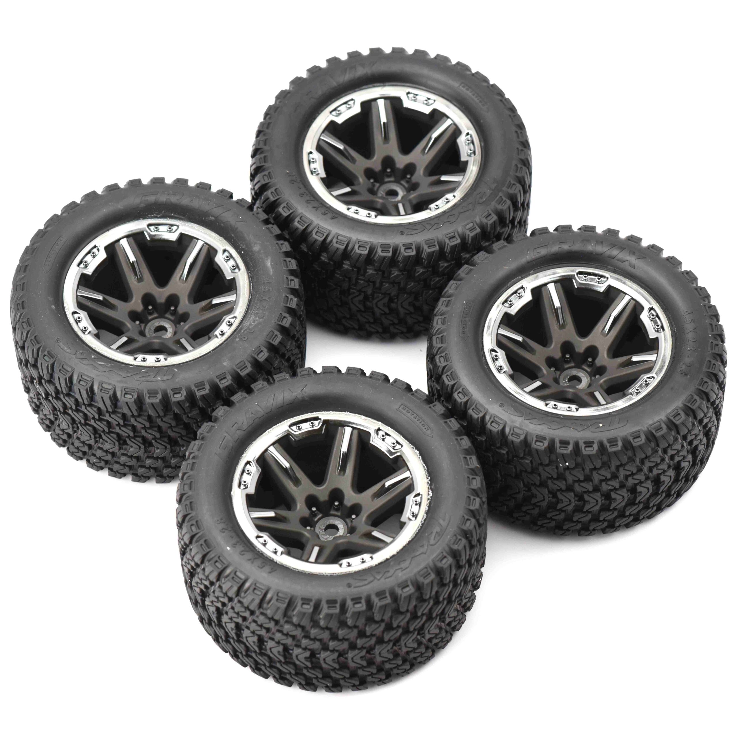 Traxxas Ultimate Rustler Tires Wheels RUSTLER ULTIMATE - TIRES & Wheels assembled (4) Gravix Tyres Traxxas 67097-4