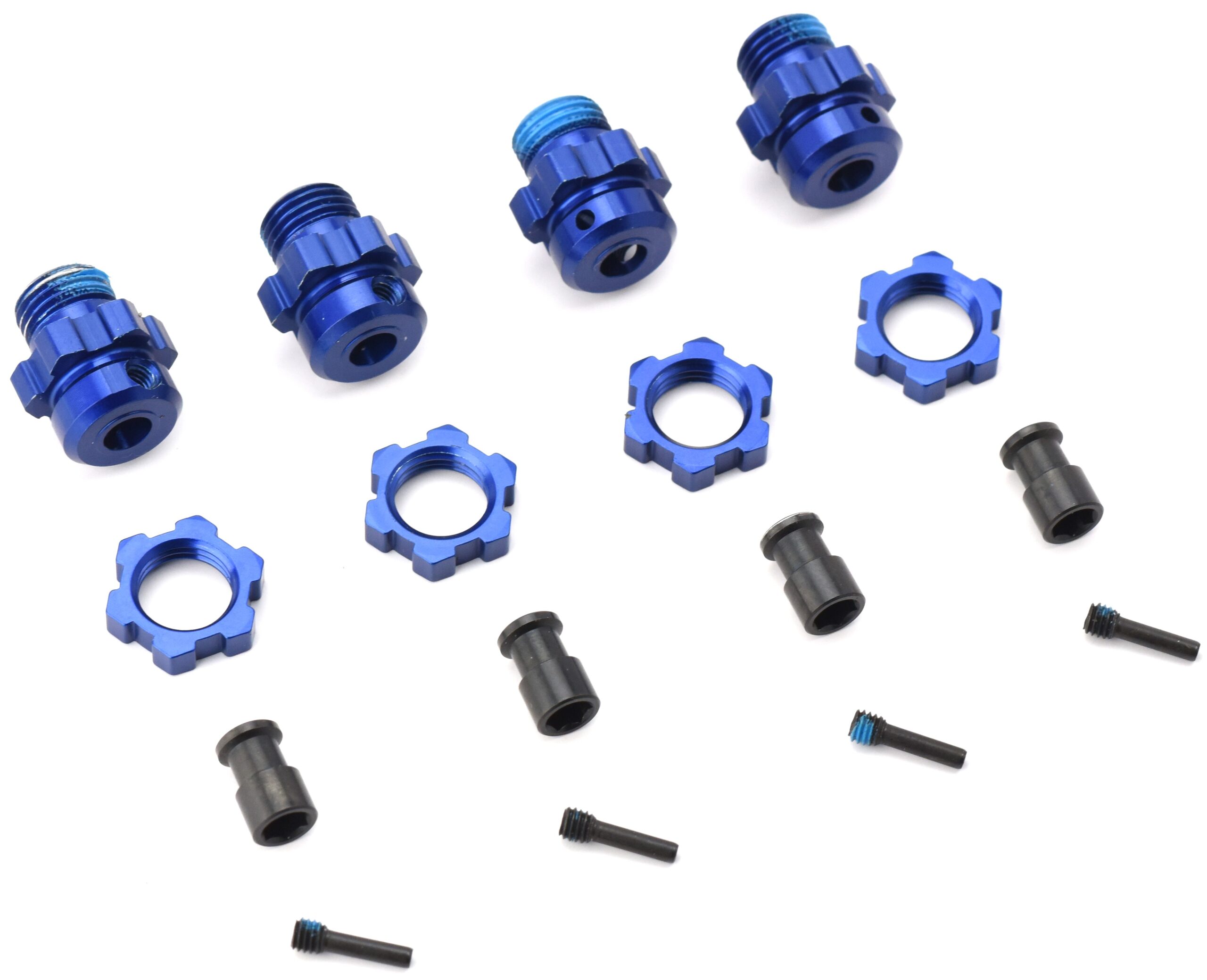 Traxxas XO-1 Hubs Nuts Pins (2) Fits Traxxas 64077-3 XO-1 - HEXES blue-anodized, 17mm retainer wheel hubs nuts