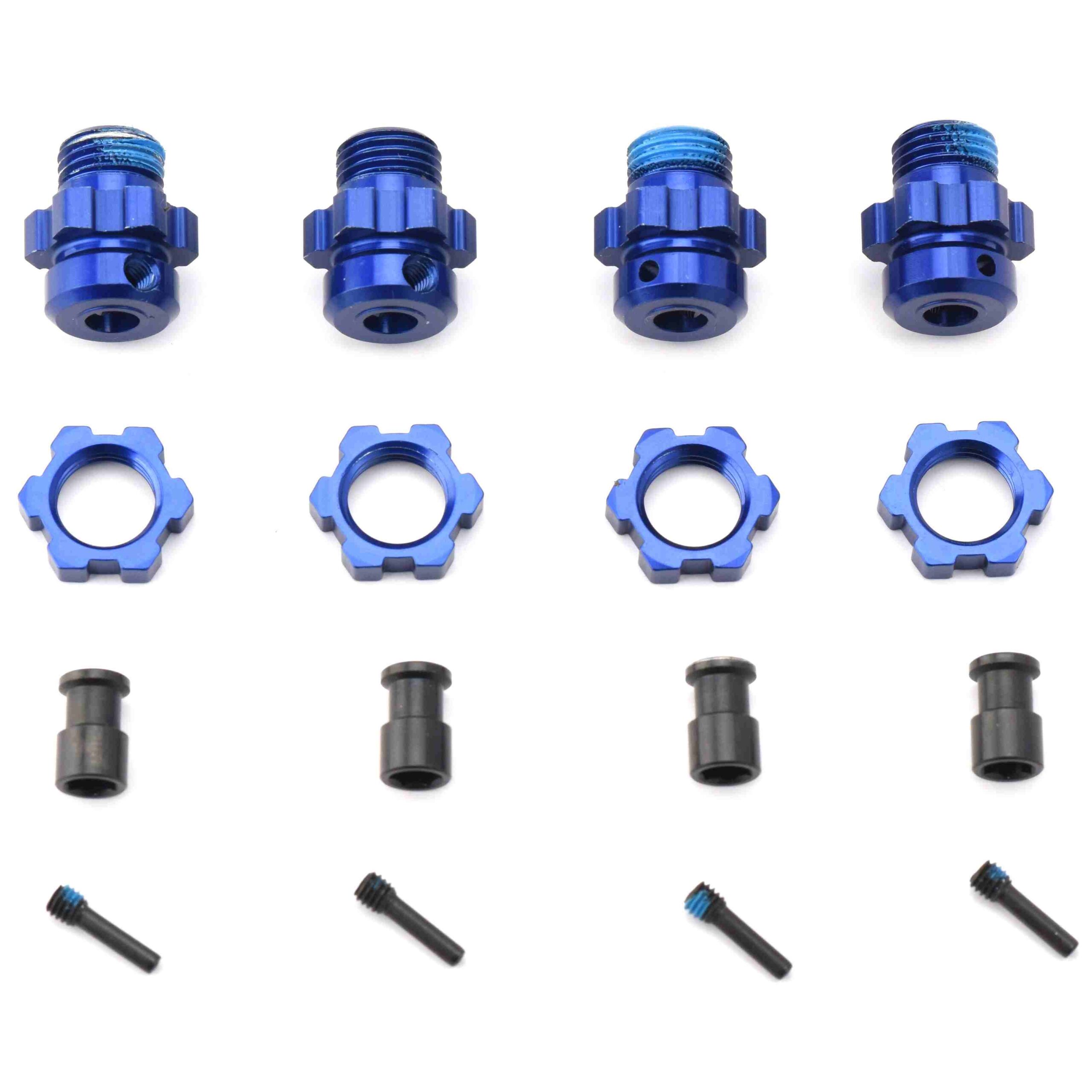 Traxxas XO-1 Hubs Nuts Pins Fits Traxxas 64077-3 XO-1 - HEXES blue-anodized, 17mm retainer wheel hubs nuts