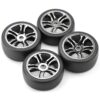 Traxxas XO-1 Tires Wheels Fits Traxxas XO-1 Tires & wheels, assembled, glued split-spoke, black chrome (4)