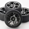 Traxxas XO-1 Tires Wheels (3) Fits Traxxas XO-1 Tires & wheels, assembled, glued split-spoke, black chrome (4)