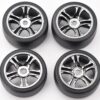 Traxxas XO-1 Tires Wheels (4) Fits Traxxas XO-1 Tires & wheels, assembled, glued split-spoke, black chrome (4)